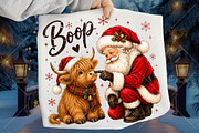 Christmas Santa Boop Highland Cow, a Seasonal Illustration by Canvas Craft (Thumbnail 1 of 6)