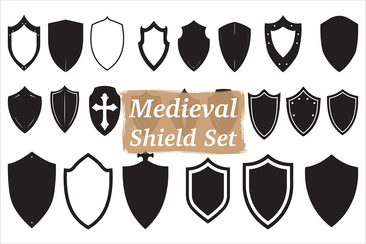 Medieval Shield Silhouette Bundle, an Illustration by Designs_River (Photo 1 of 10)