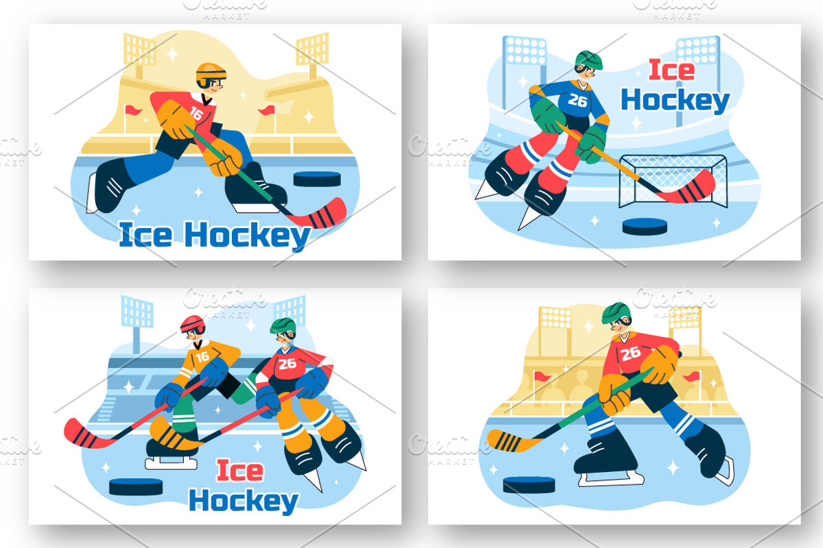10 Ice Hockey Player Illustration, a Sport Illustration by denayunebgt (Photo 2 of 4)