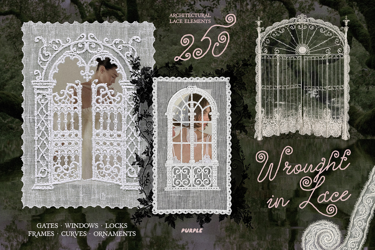 Wrought in Lace: 250 PNG Elements, an Object Graphic by Purple (Photo 1 of 14)