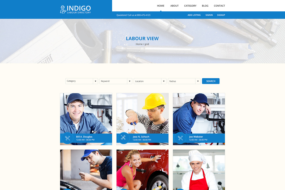 Indigo Labour Directory PSD Template, a Websites & App Template by mine-tech (Photo 9 of 17)