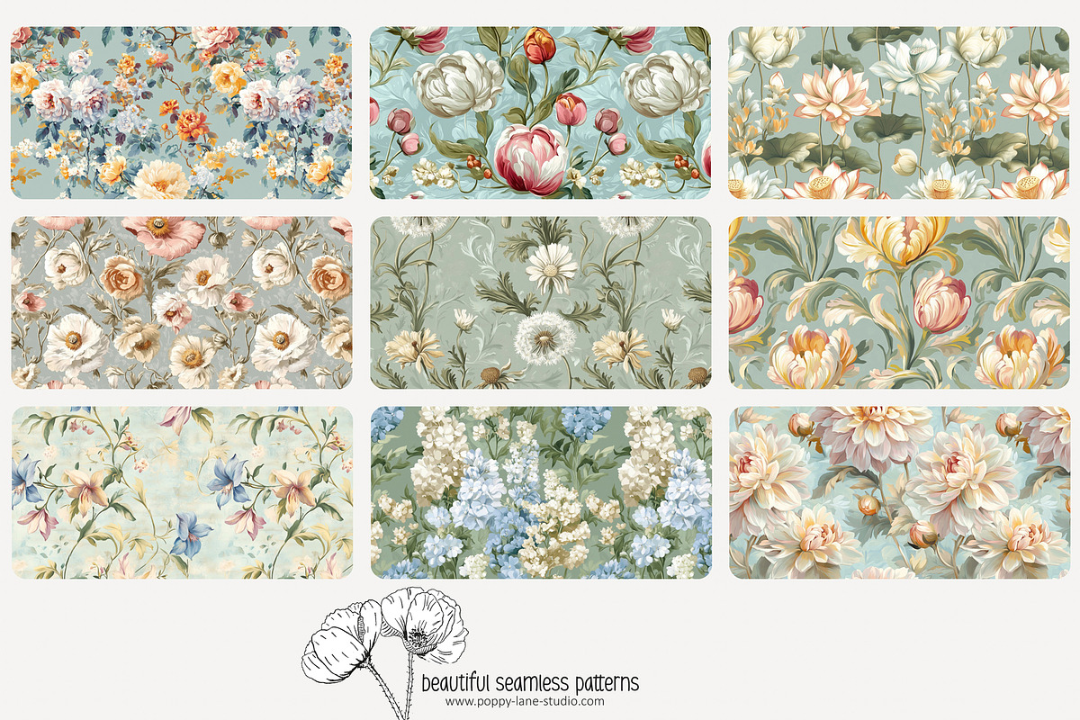 70 baroque floral seamless pattern, a Pattern Graphic by Poppy Lane Studio (Photo 3 of 10)