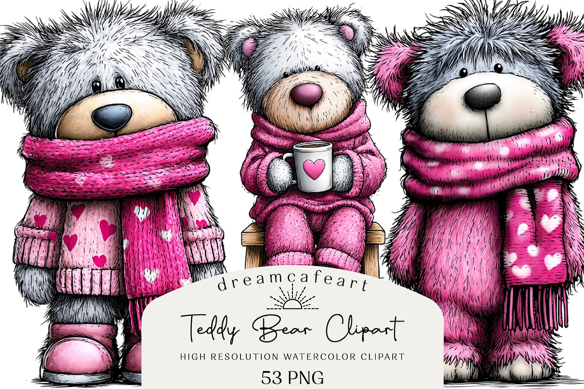 Valentine’s  Teddy Bear Coquette Cli, an Illustration by DreamCafeArt (Photo 1 of 6)
