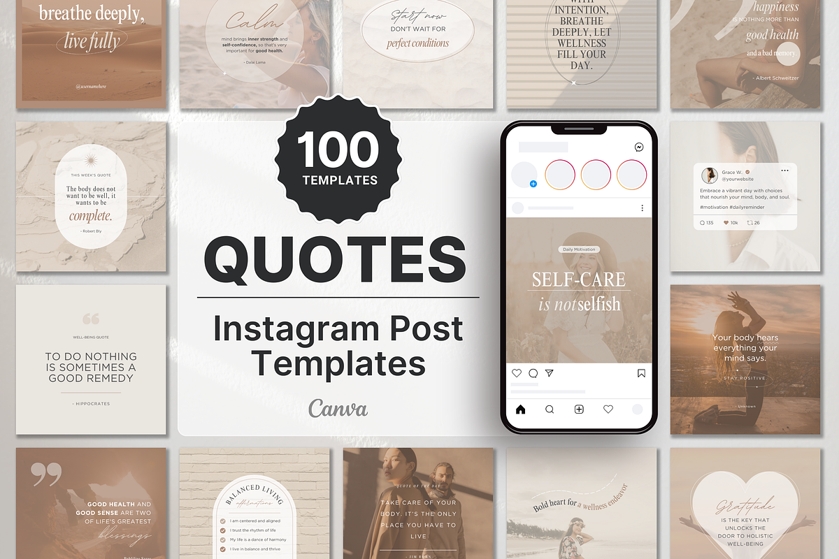 Wellness Quote Instagram Templates, a Social Media Template by DigiPax (Photo 1 of 11)