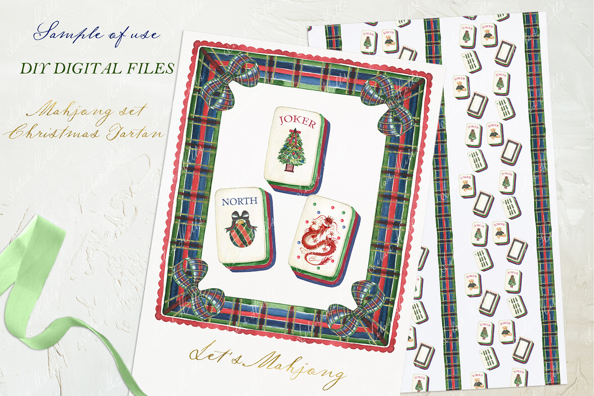 Tartan Christmas Mahjong Tiles, a Decorative Illustration by LABFcreations (Photo 3 of 4)