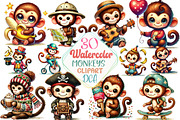 Watercolor Monkey Sublimation Clipar, an Illustration by DreamCafeArt (Thumbnail 1 of 3)
