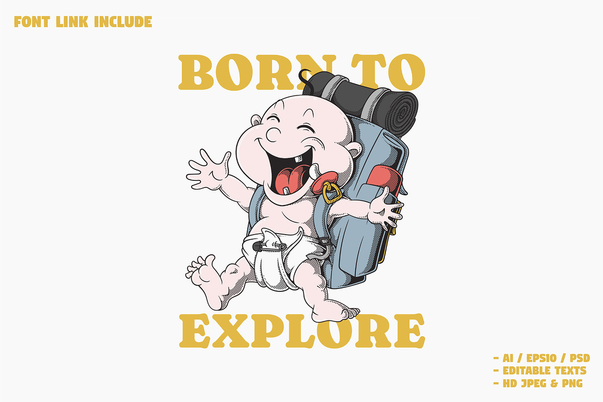 Baby Mascot with Hiking Backpack, a Branding & Logo Template by Judsart (Photo 1 of 3)