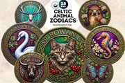 Celtic Animal Zodiac PNG Medallions, a Decorative Illustration by ThatsDesignArt (Thumbnail 1 of 11)