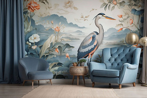 Heron Bird Tropical Wall Murals