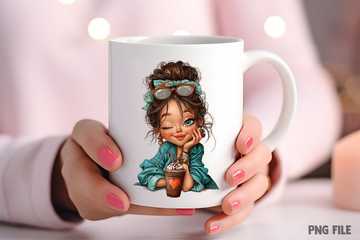 Whimsical Valentine Coffee Girl Png, an Illustration by Craft Nest (Photo 9 of 11)