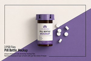 Pill Bottle Mockup, an Advertising Mockup by Custom.scene