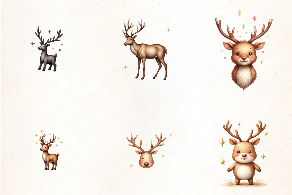 Holiday Reindeer with Stars Clipart, an Illustration by CrexoraLab (Photo 4 of 5)