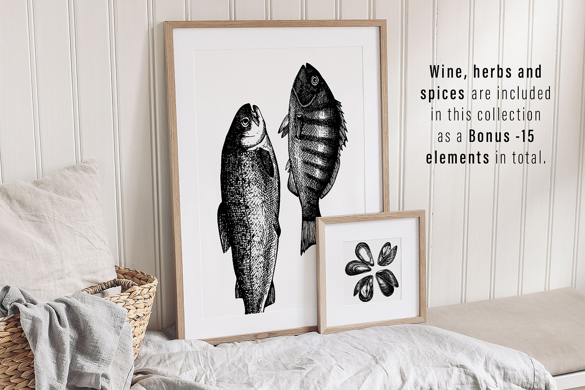 BUNDLE - Fish & Meat Vectors, a Food Illustration by Yevheniia (Photo 9 of 9)
