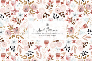 April Patterns - watercolor patterns, a Pattern Graphic by Webvilla Studio