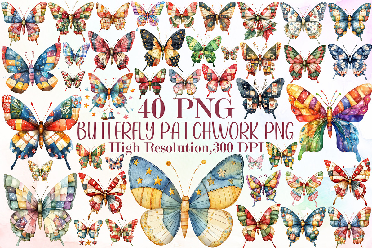Christmas Colorful Butterfly Patchwo, an Illustration by Sublimation Artist (Photo 1 of 6)
