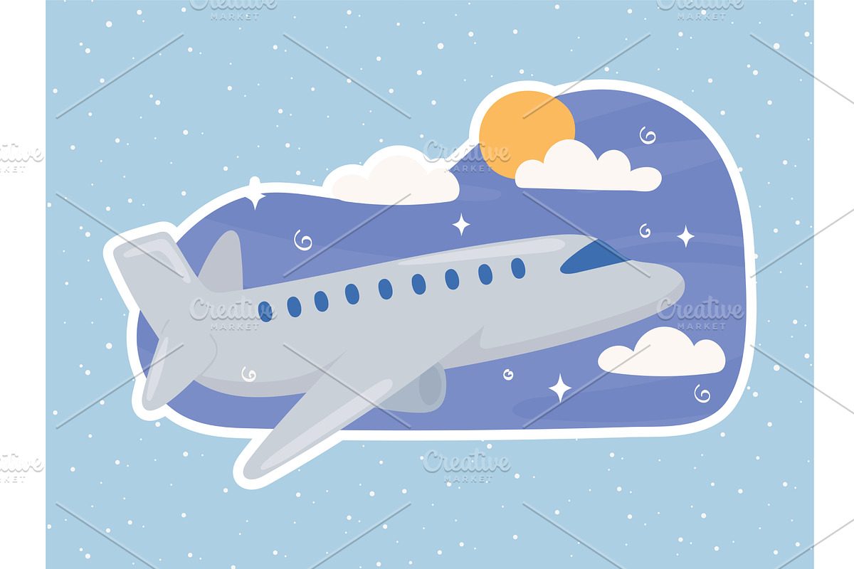 flying airplane sky, an Object Illustration by studiogstock
