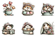 Cute peeking Easter animals clipart, an Illustration by CreationArt (Thumbnail 4 of 7)