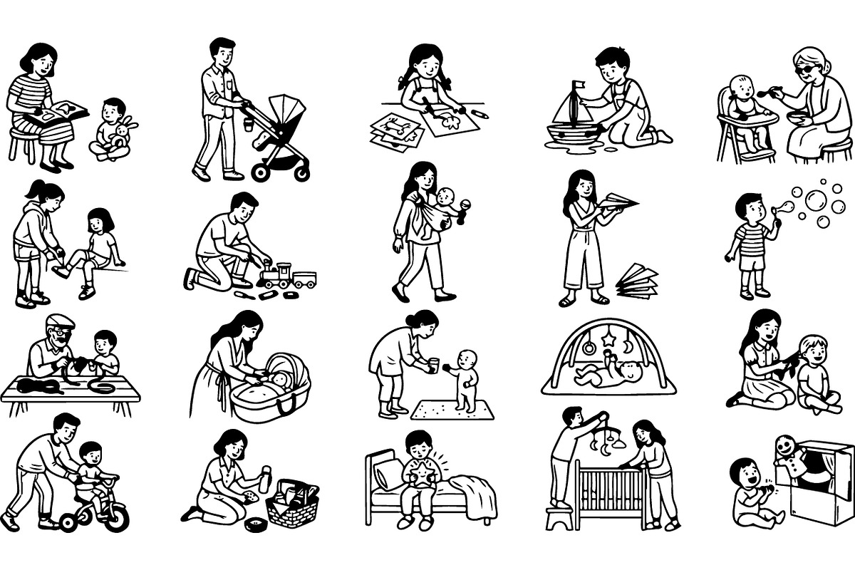 Child Care Activity Clipart Set, an Illustration by designvectx (Photo 3 of 3)