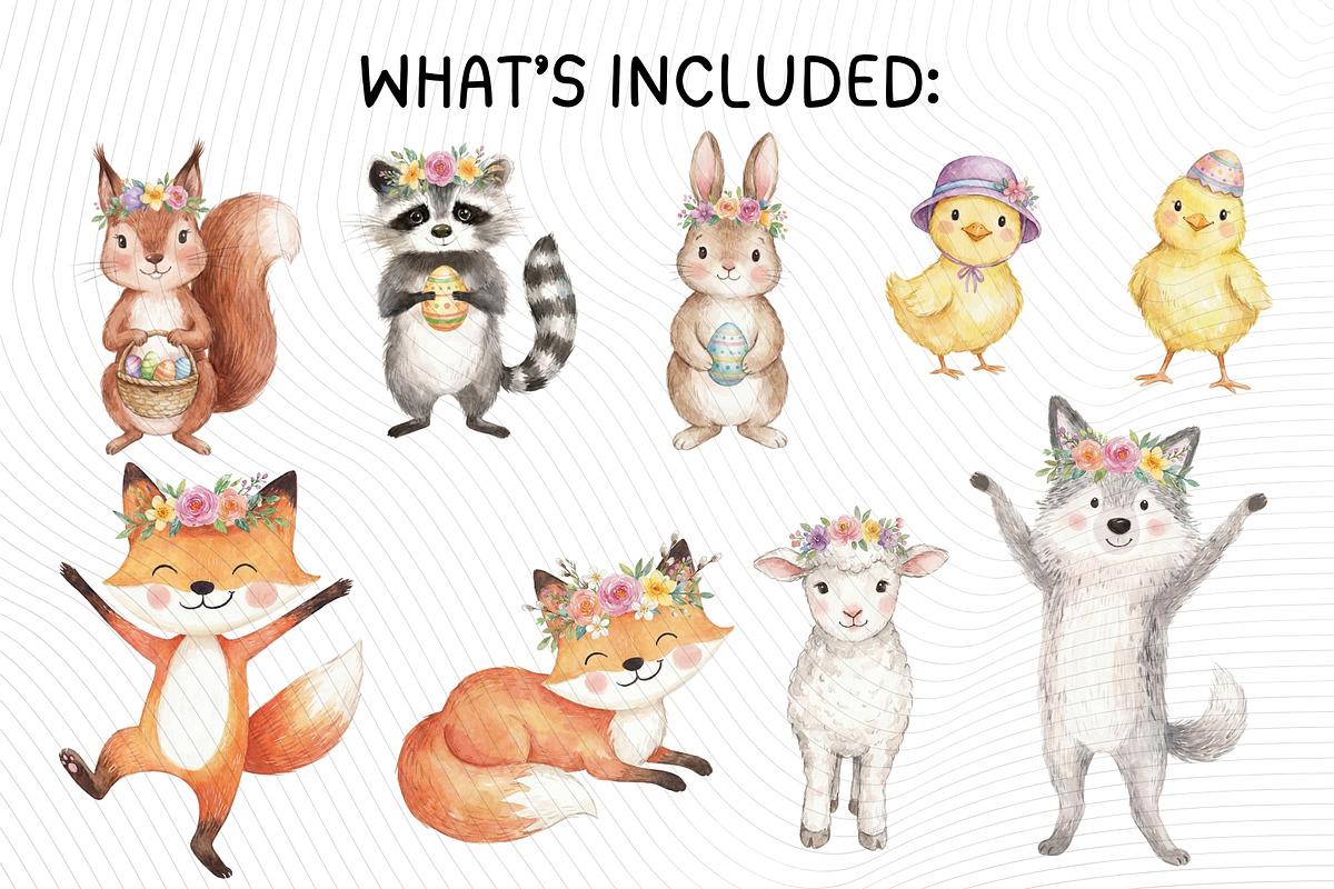 Easter Animals Watercolor Clipart, an Animal Illustration by PassionPNGcreation (Photo 3 of 7)