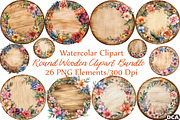 Watercolor Round Wooden Clipart, an Illustration by DreamCafeArt (Thumbnail 1 of 5)