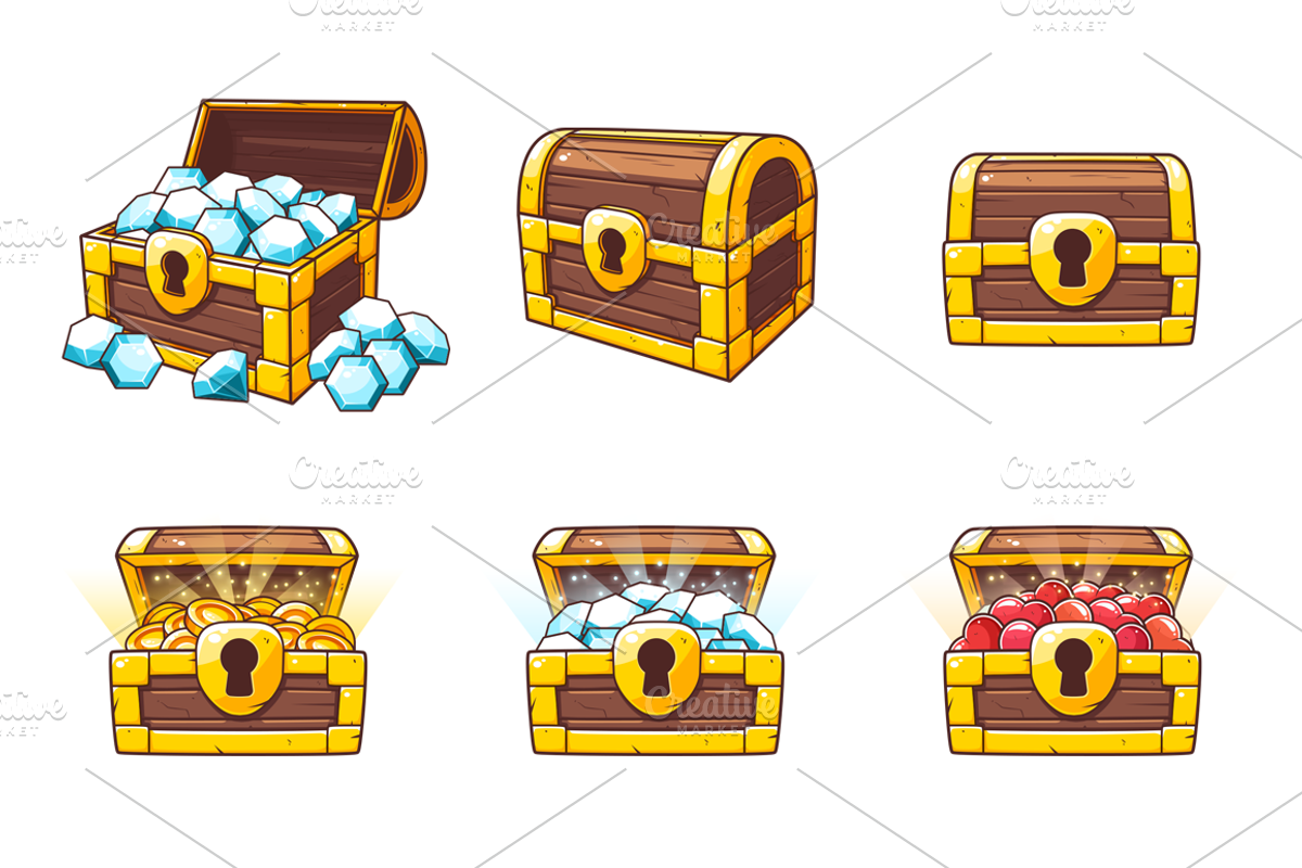 Coins, Gems & Lives - Chest Icons, an Illustration by wowu (Photo 3 of 3)