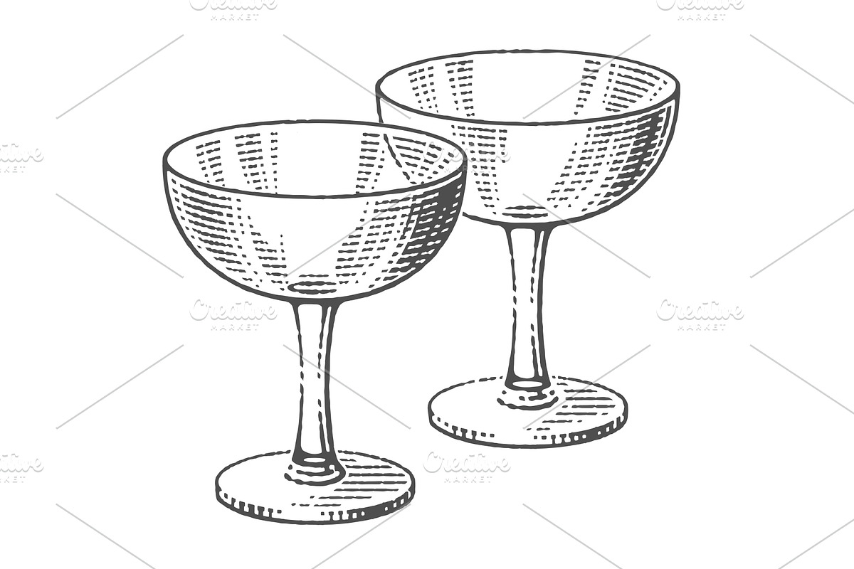 Сocktail or dessert glasses., a Food Illustration by Irina Trusova (Photo 4 of 5)