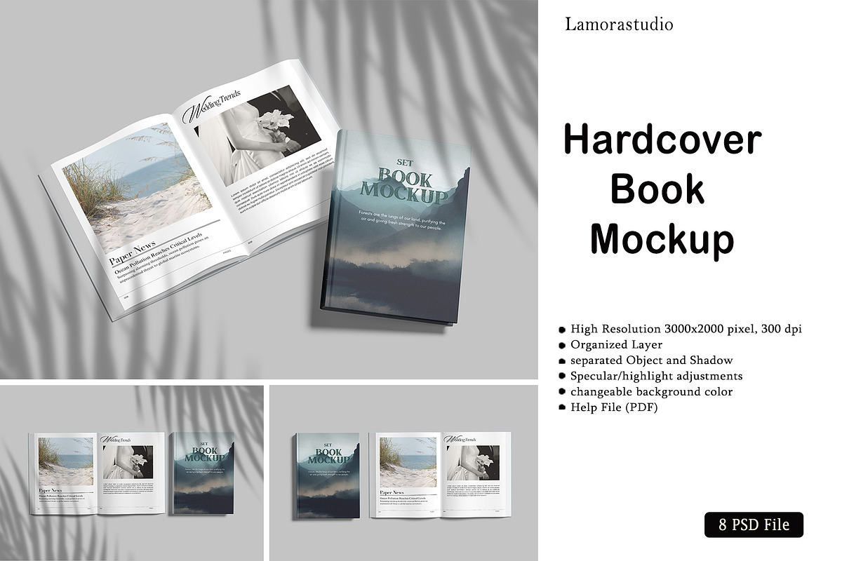Hardcover Book Mockup, a Books & Magazine Mockup by lamorastudio (Photo 1 of 9)