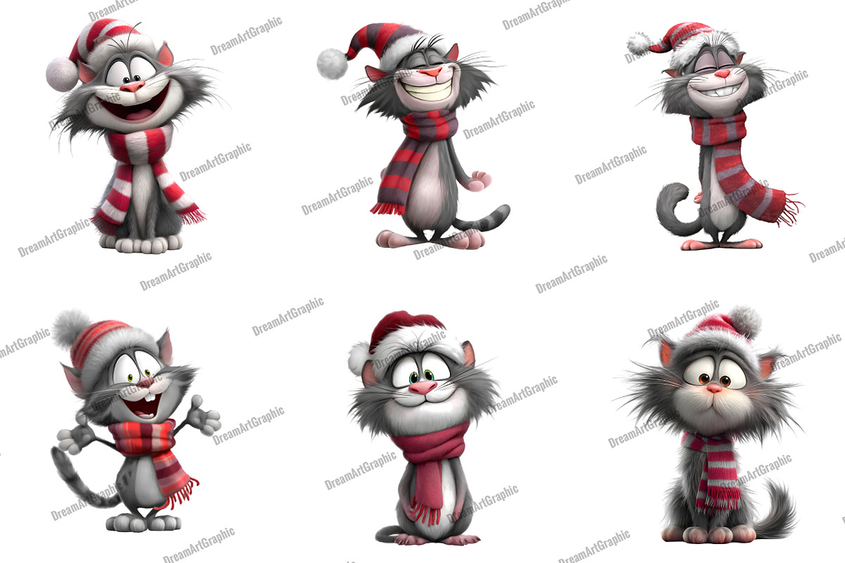 Whimsical Cat, Quirky Christmas, an Illustration by DreamArtGraphic (Photo 2 of 5)