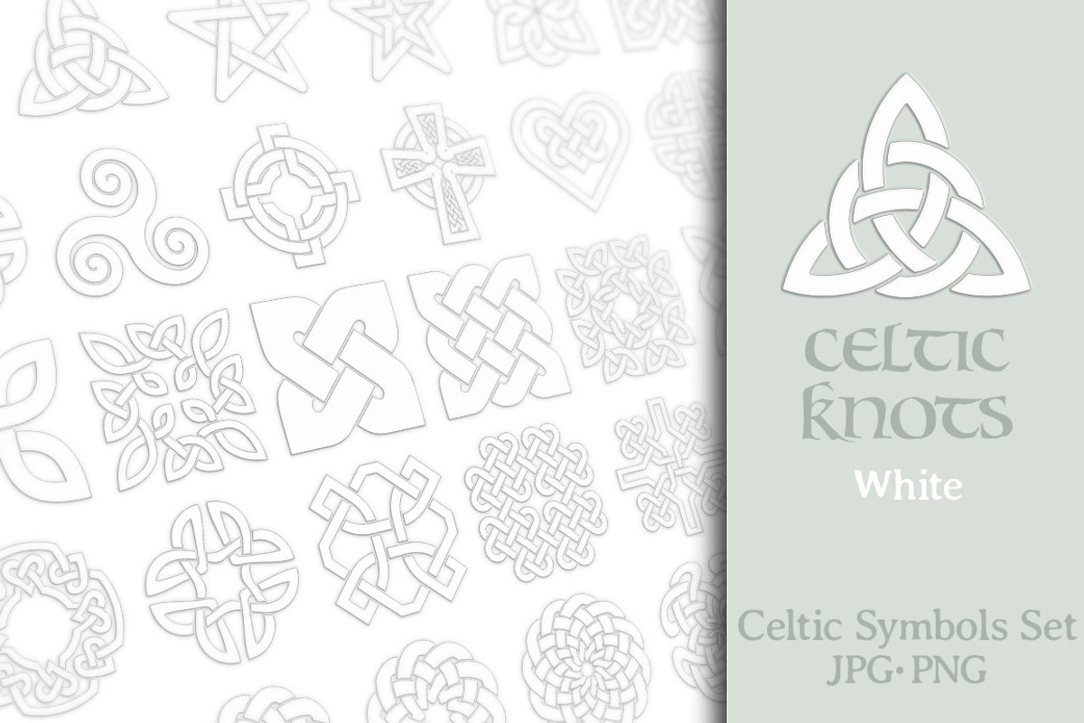 Celtic Knots Symbols, white, a Decorative Illustration by javi.ruiz (Photo 1 of 3)