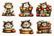 Funny Autumn Cat Clipart, a Seasonal Illustration by Designworld (Thumbnail 3 of 11)