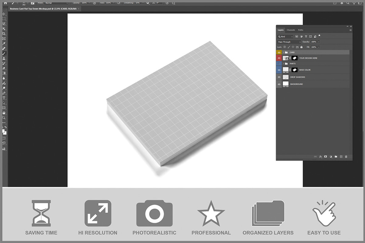Business Card Flat Top-down PSD, a Product Mockup by Bruno's Shop (Photo 2 of 3)