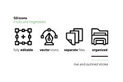 50 Fruit and Vegetable Icons, an Outline Icon by Side Project (Thumbnail 3 of 7)