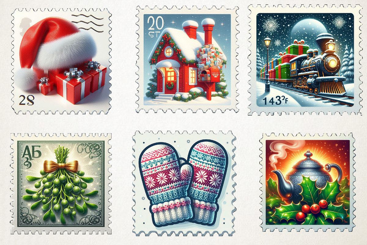 Cozy Holiday Mail Stamp Collection, an Illustration by RobertsArt (Photo 5 of 5)