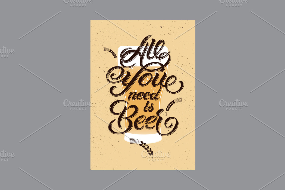 Beer calligraphic vector poster set., a Food Illustration by PoPaShop (Photo 2 of 7)
