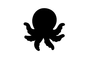 Silhouette of octopus with wavy arms, an Animal Illustration by GraphiShop