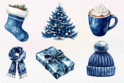 Navy Blue Winter Christmas Clipart, an Illustration by Dream Creation (Thumbnail 6 of 7)