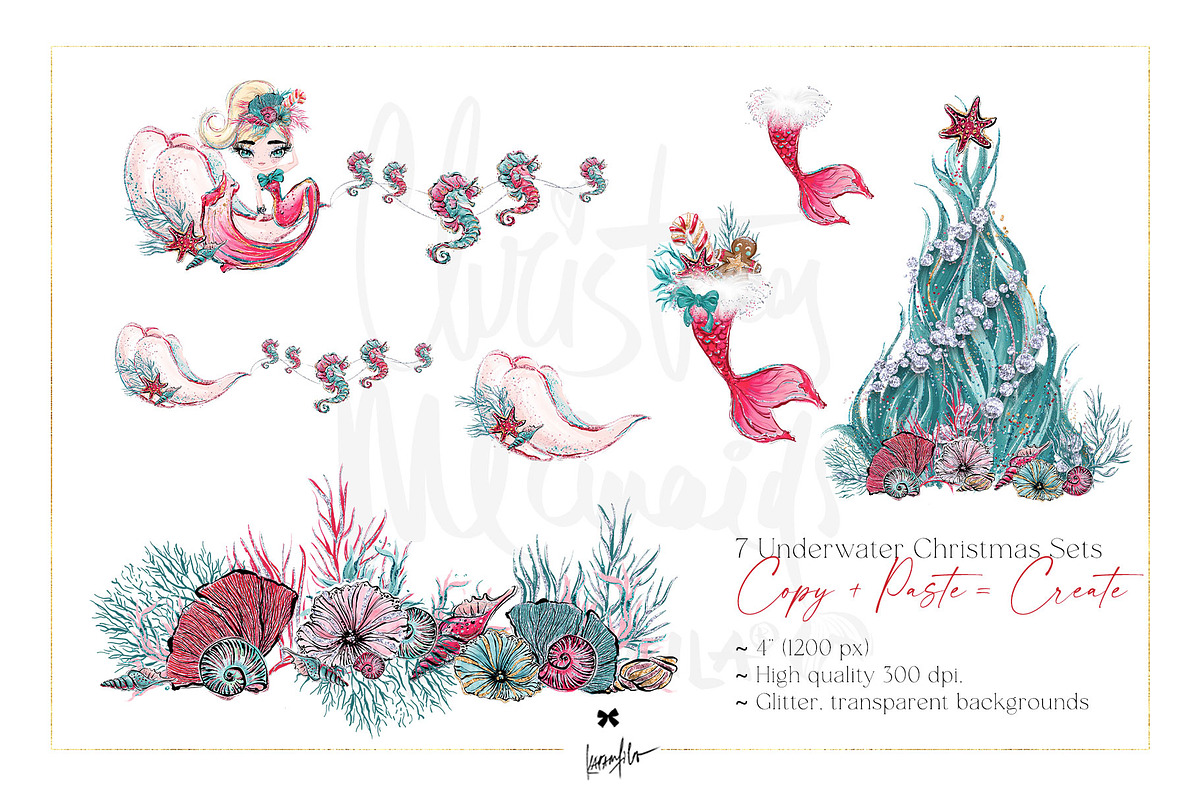 Christmas Mermaids PNG Clipart, a Seasonal Illustration by KaramfilaS (Photo 5 of 7)