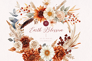 Terracotta Boho Floral Clipart, a Decorative Illustration by ClipArtCharm (Thumbnail 1 of 4)