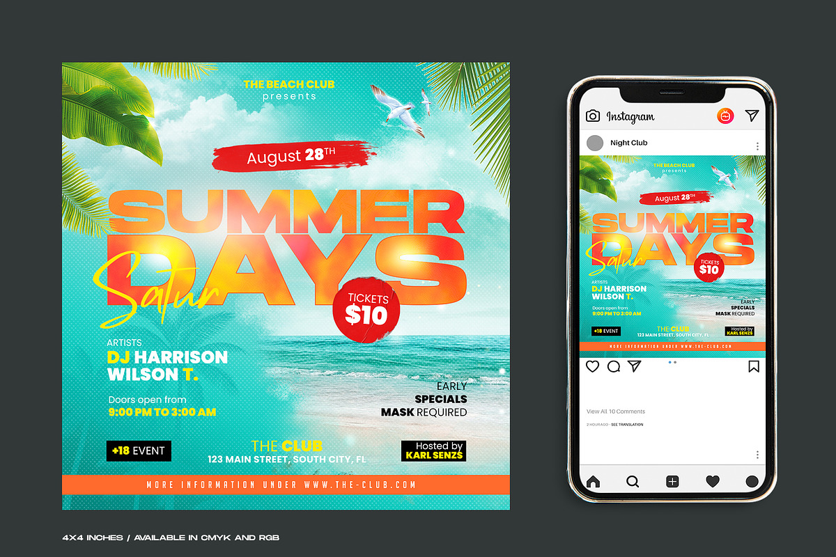 Summer Party Flyer, a Flyer Template by Corrella Design (Photo 1 of 2)