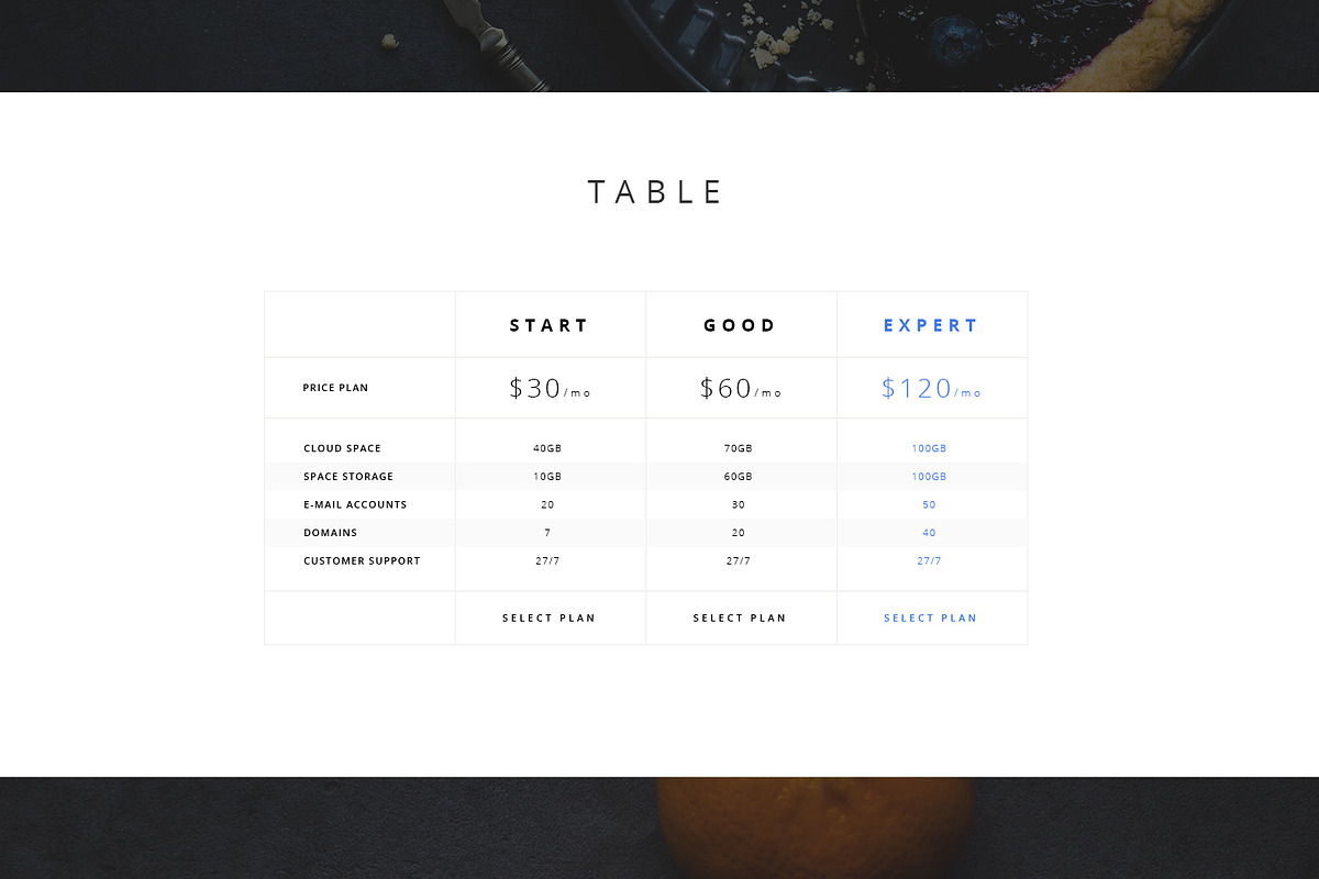 Clean Price Tables, a Templates & Theme by TarasKot (Photo 3 of 6)