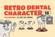 Retro Dental Mascot Illustration, a Healthcare Illustration by Decoconio Design (Thumbnail 1 of 8)