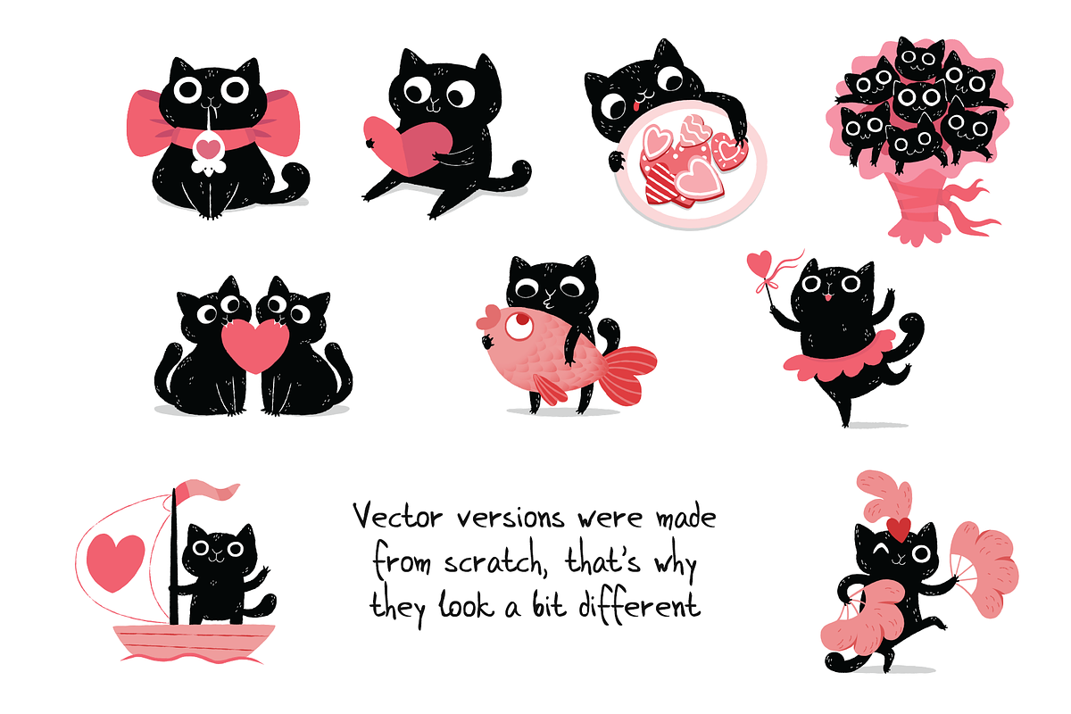 Valentine cats illustrations - set 2, an Animal Illustration by KatPush (Photo 6 of 6)