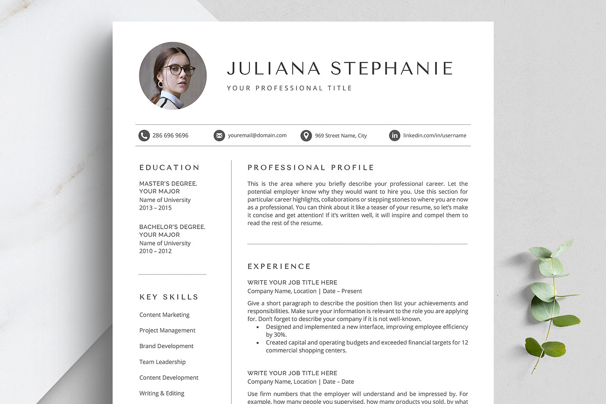 Modern Resume Template with picture, a Resume Template by TheStandOutResume (Photo 1 of 10)