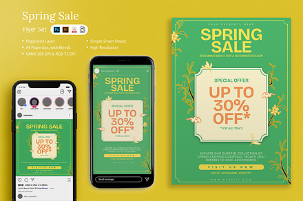 Denar - Spring Sale Flyer Set, a Flyer Template by Attype