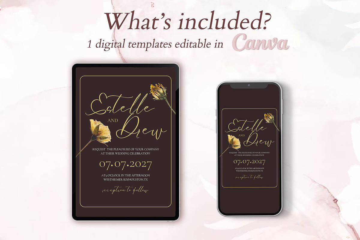 Canva *Elegant Wedding Invitation*, an Invitation Template by ElladesignCo (Photo 2 of 5)