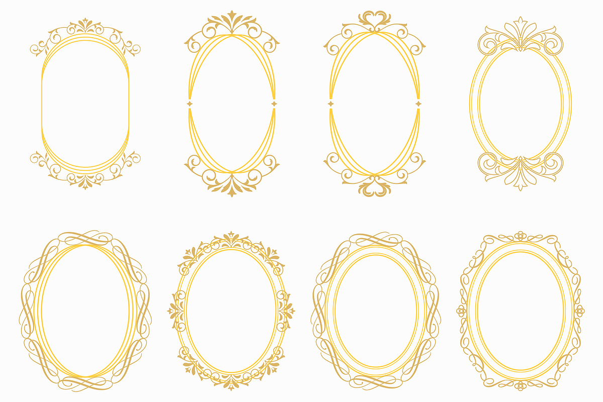 Oval Ornamental Frame Vector Bundle, a Decorative Illustration by Kusumaillustration (Photo 11 of 16)