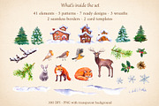 Christmas Woodland Watercolor Set, a Seasonal Illustration by Where summer is (Thumbnail 2 of 11)
