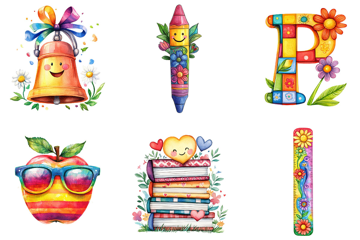 School Clipart Back to School Png, a Seasonal Illustration by Designking (Photo 4 of 5)