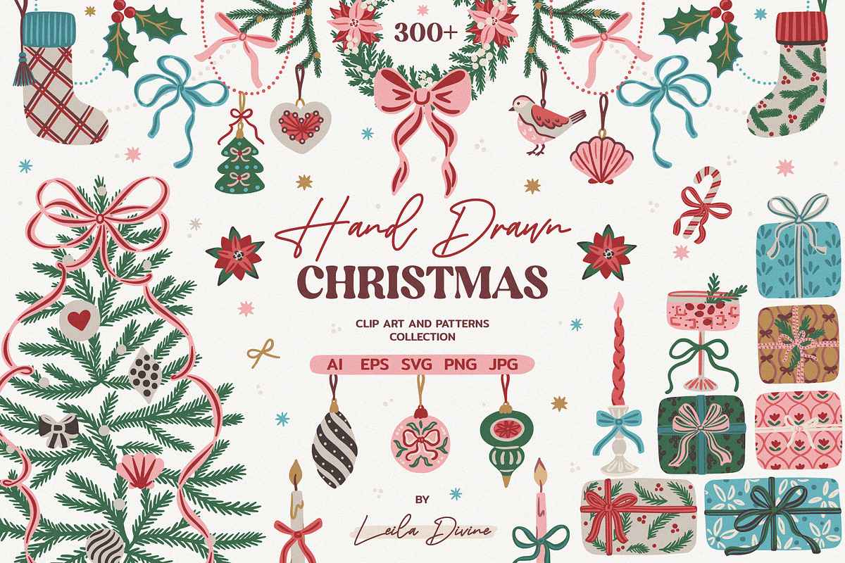 Hand Drawn Christmas Collection, an Object Graphic by Leila Divine (Photo 1 of 22)