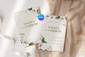 Floral Wedding Invitation Card Canva, an Invitation Template by kin9candra